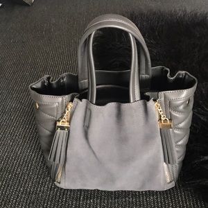 INZI gray leather and suede purse